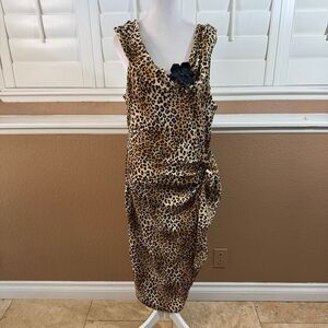 Lady De Couture Leopard Ruched Sides Dress Sz 2X Pinup Mob Wife Bold Y2K Glam